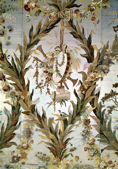Mural silk of the Empress Bedroom, 1787 (detail) by Gilles Gaudin